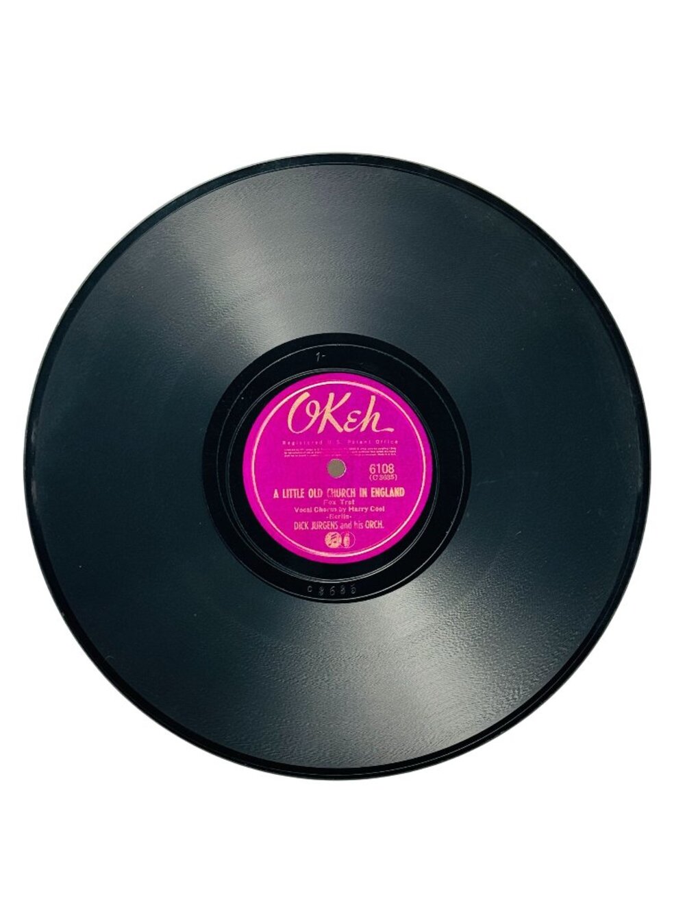 Dick Jurgens A Little Old Church In England 78 RPM 10 Inch Shellac OKeh 6108 VG+